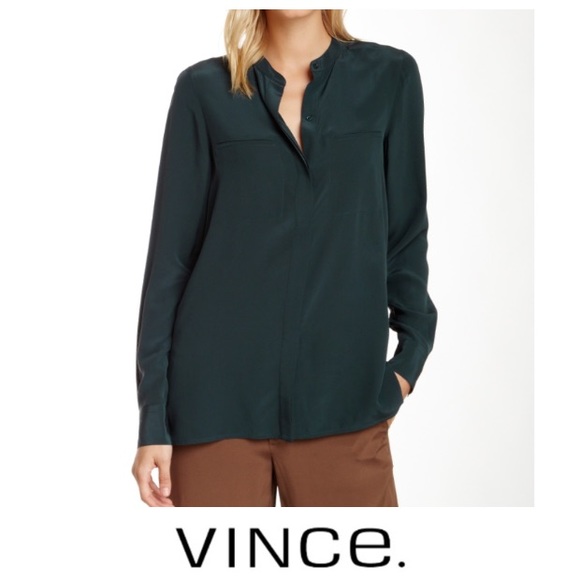 Vince Silk Oversized Button Down Blouse 